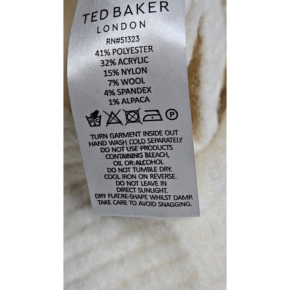 Ted Baker London Floral Jacquard Sweater Women's Size Large Cream Ivory - Picture 8 of 8